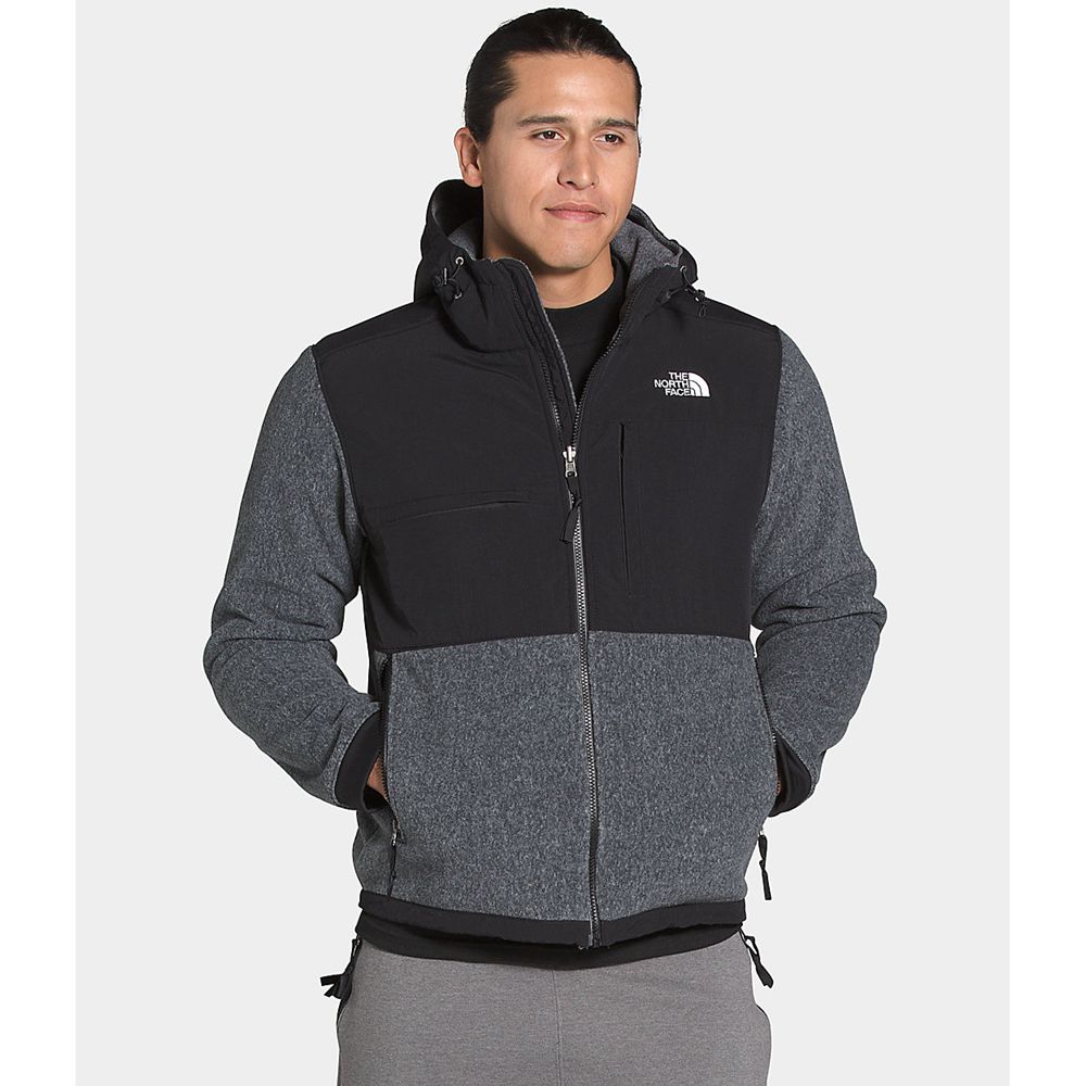 The North Face Hooded Jacket Mens Australia - The North Face Denali 2 Black / Light Gray Dark Blue S